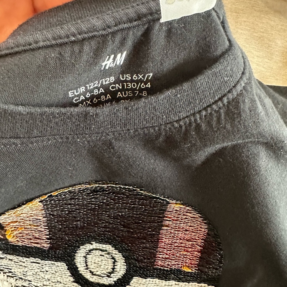 H&M Charcoal T-Shirt with Embroidered Design